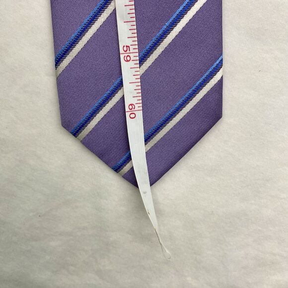 Hugo Boss Silk Tie Mens Purple Blue Striped Made In Italy Formal Dress Necktie - Picture 10 of 10